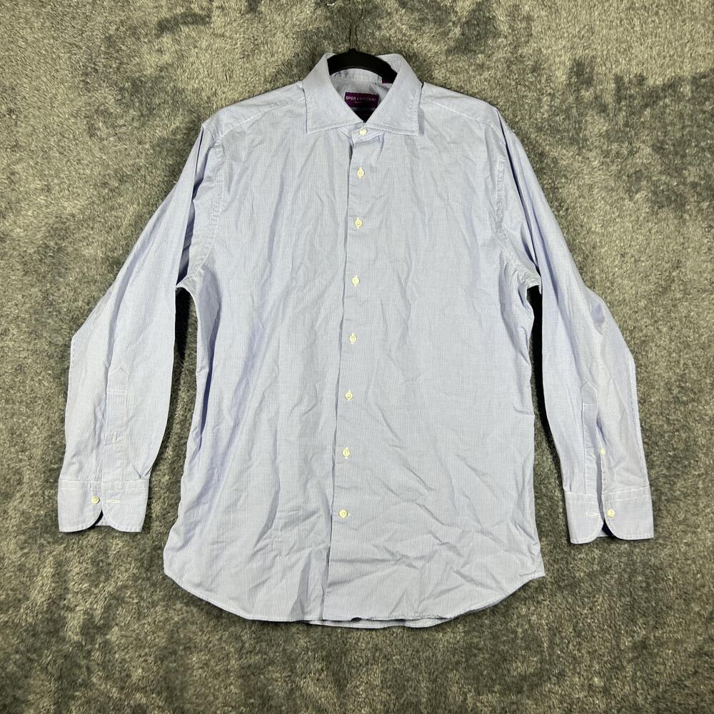 Spier & Mackay Shirt Mens 33 Blue Long Sleeve Button Up Cotton Check Slim